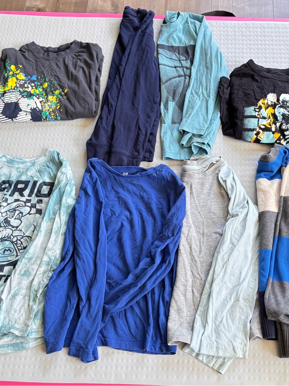 H&M Long-Sleeve Kids' Tees in Blue, Light Blue, Gray and Black